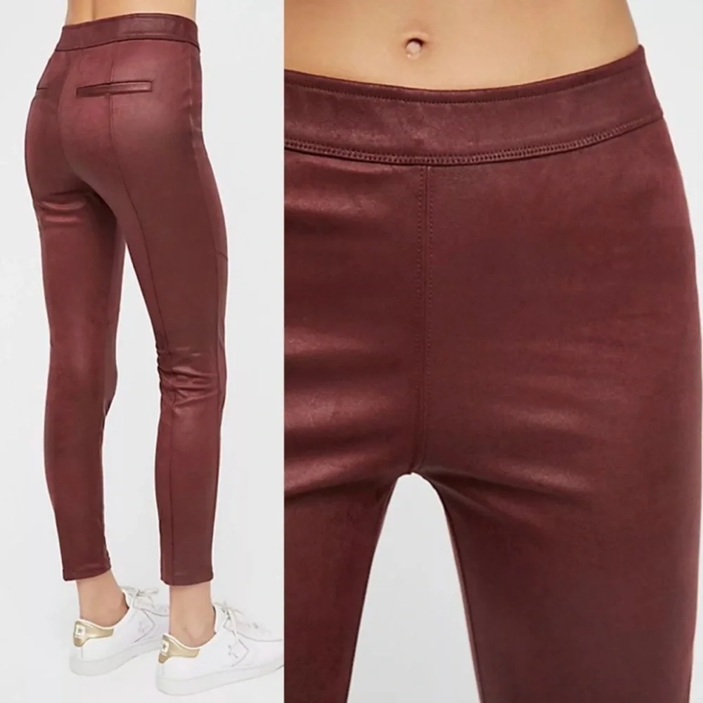 Free People Pull On Vegan Suede Like Legging Burgundy Skinny Pant, Size 29